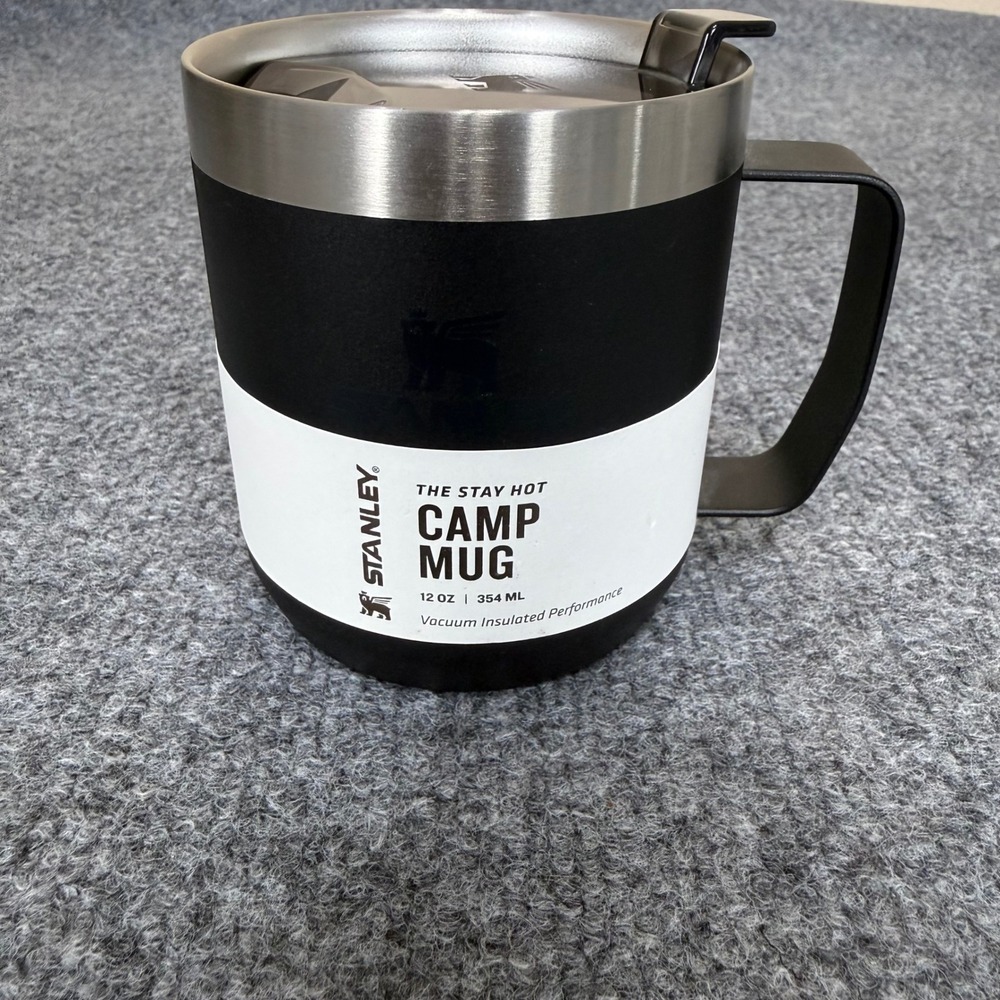 Stanley The Stay Hot Camp Mug 12oz Black Vacuum Insulated Stainless Steel NEW